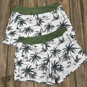 Talisea Womens Tropical Palm Tree Print Board Shorts Olive Green White Size L